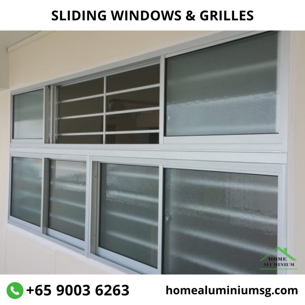 Sliding windows with grilles - Home Aluminium Windows & Grilles Singapore