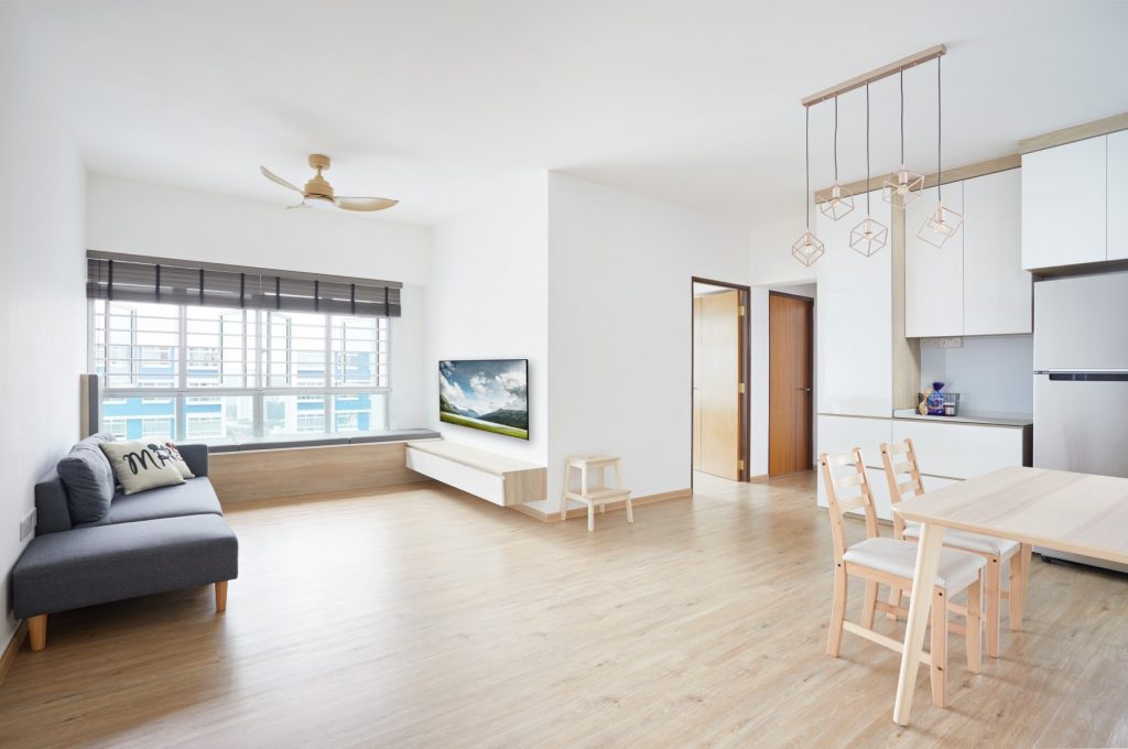 Modern HDB living room with aluminium windows - Home Aluminium Windows & Grilles Singapore